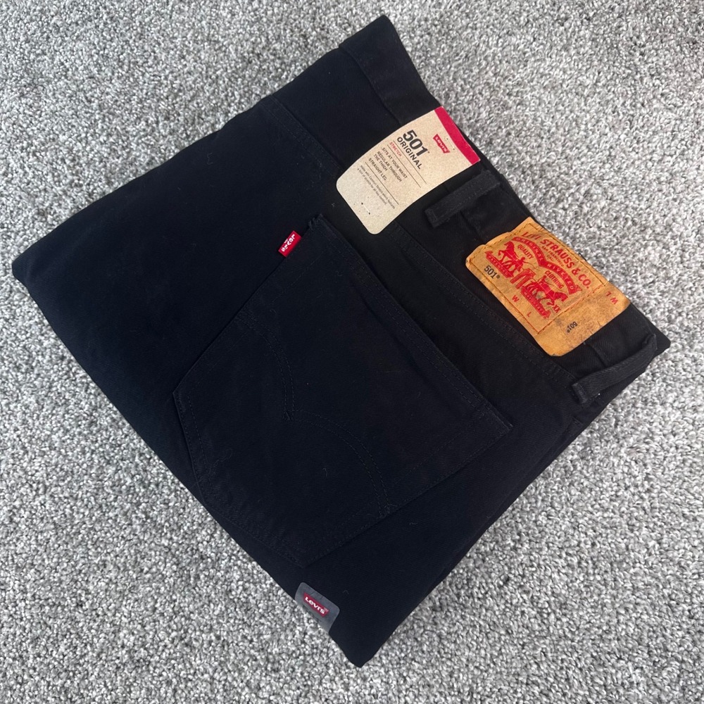 Levis 501 Jeans Mens 52x34 Black Stretch Straight Leg Streetwear Americana NWT
